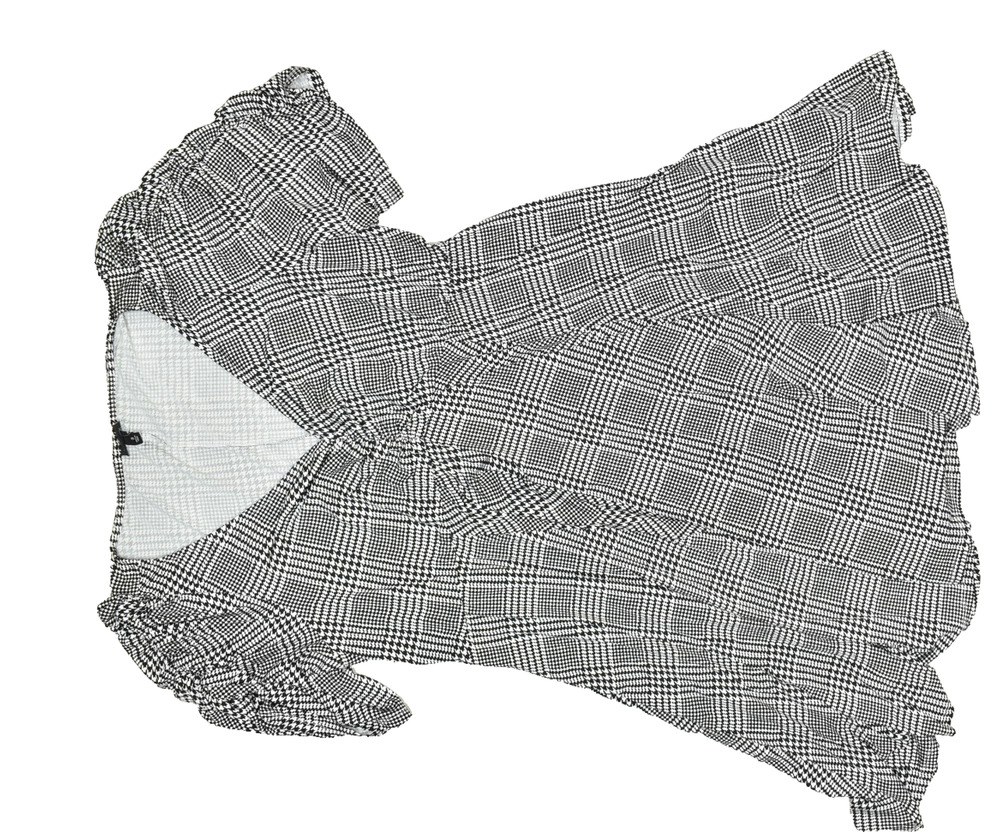 Torrid Plus Size 3 Black White Plaid Houndstooth Peasant Mini Dress